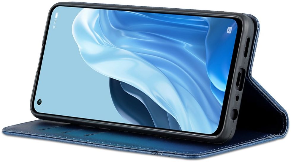 AZNS Oppo Reno 8 Lite Hoesje Portemonnee Book Case Kunstleer Blauw afbeelding 5