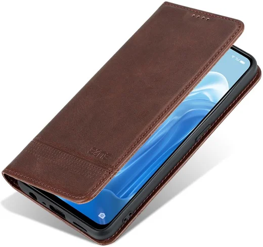 AZNS Oppo Reno 8 Lite Hoesje Portemonnee Book Case Kunstleer Coffee afbeelding 2