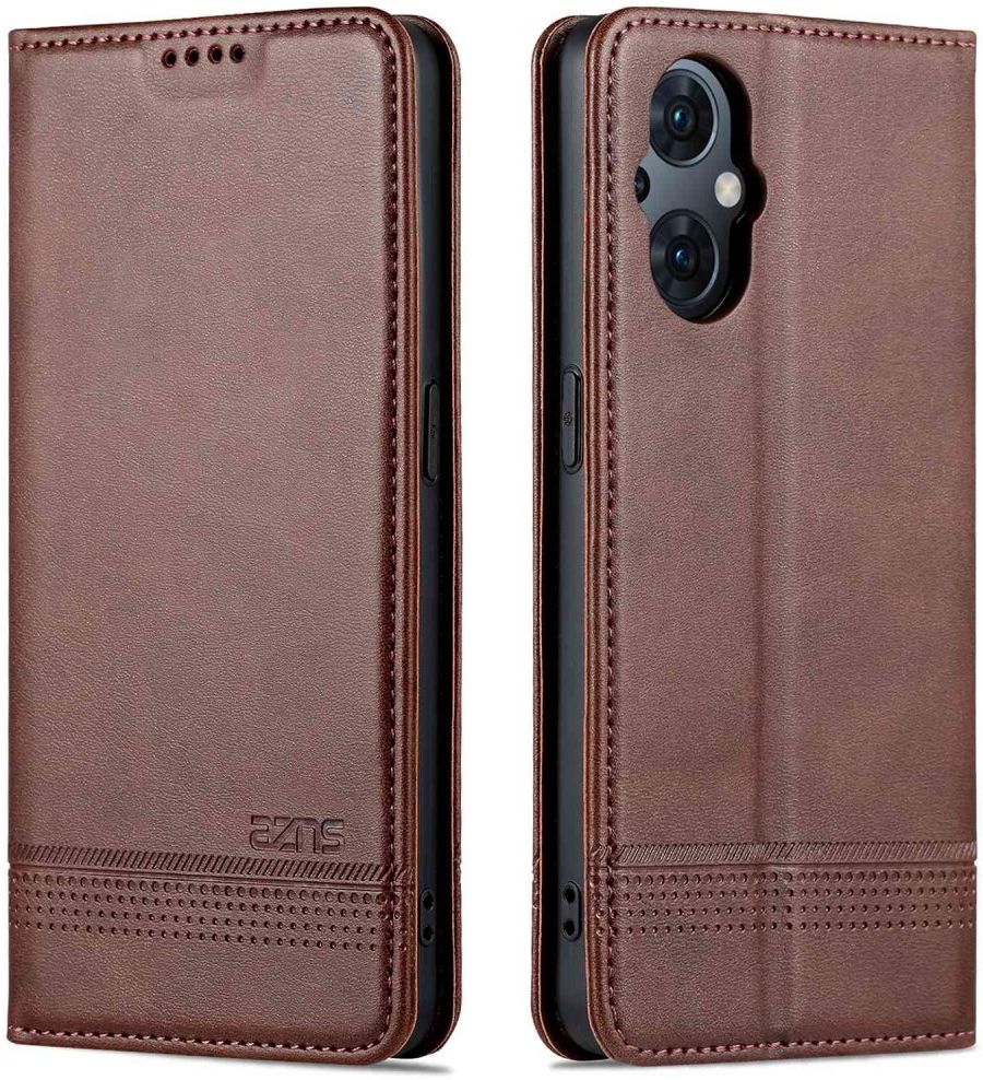AZNS Oppo Reno 8 Lite Hoesje Portemonnee Book Case Kunstleer Coffee afbeelding 3