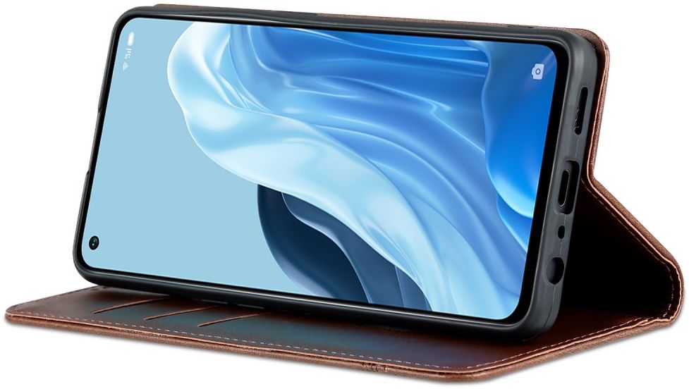 AZNS Oppo Reno 8 Lite Hoesje Portemonnee Book Case Kunstleer Coffee afbeelding 5