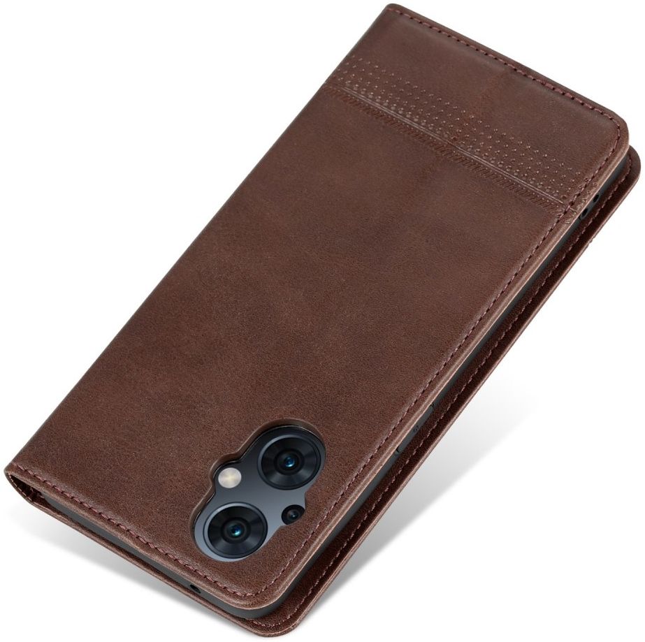 AZNS Oppo Reno 8 Lite Hoesje Portemonnee Book Case Kunstleer Coffee afbeelding 9