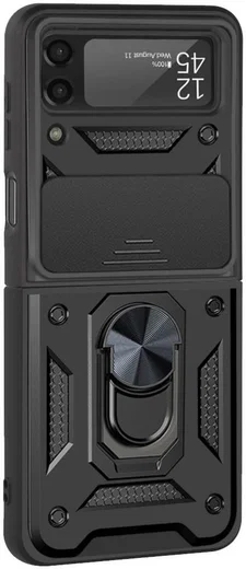 Samsung Galaxy Z Flip 4 Hoesje met Camera Slider en Kickstand Zwart afbeelding 1