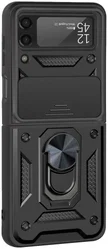 Samsung Galaxy Z Flip 4 Hoesje met Camera Slider en Kickstand Zwart afbeelding