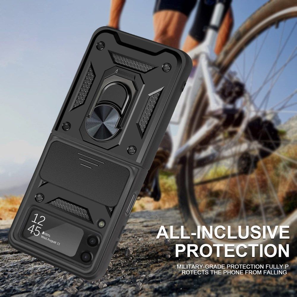 Samsung Galaxy Z Flip 4 Hoesje met Camera Slider en Kickstand Zwart afbeelding 3