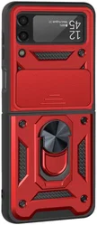 Samsung Galaxy Z Flip 4 Hoesje met Camera Slider en Kickstand Rood afbeelding