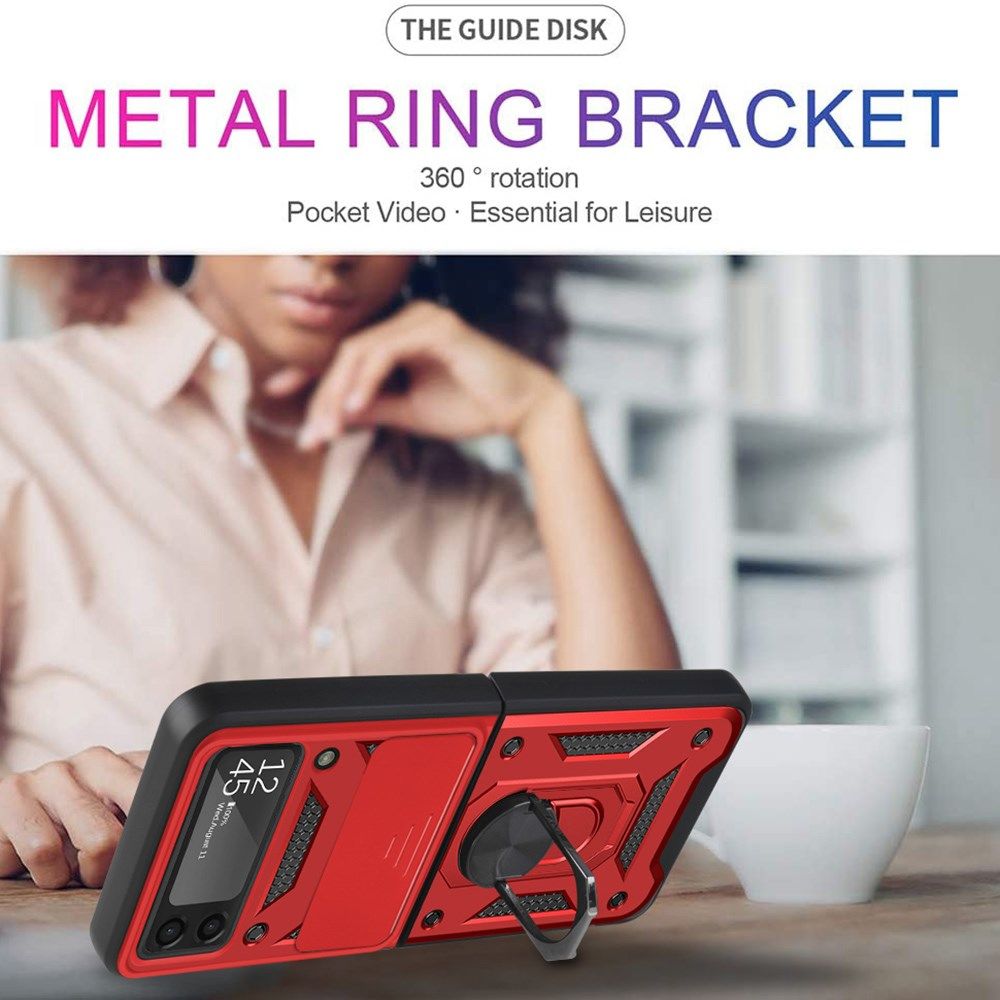 Samsung Galaxy Z Flip 4 Hoesje met Camera Slider en Kickstand Rood afbeelding 7