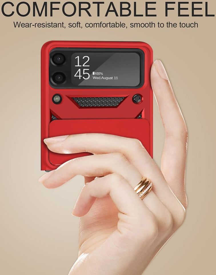 Samsung Galaxy Z Flip 4 Hoesje met Camera Slider en Kickstand Rood afbeelding 10