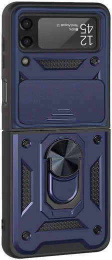 Samsung Galaxy Z Flip 4 Hoesje met Camera Slider en Kickstand Blauw afbeelding 1