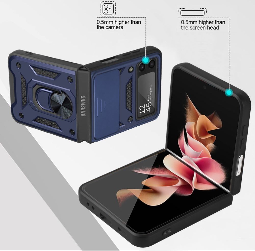 Samsung Galaxy Z Flip 4 Hoesje met Camera Slider en Kickstand Blauw afbeelding 6