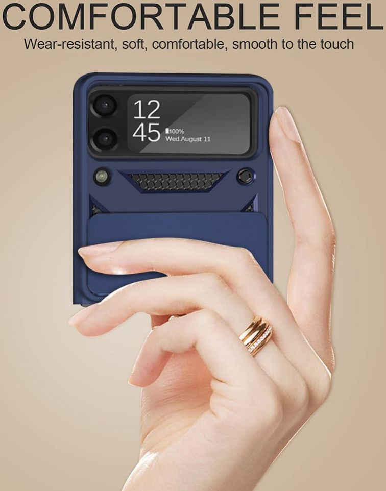 Samsung Galaxy Z Flip 4 Hoesje met Camera Slider en Kickstand Blauw afbeelding 10