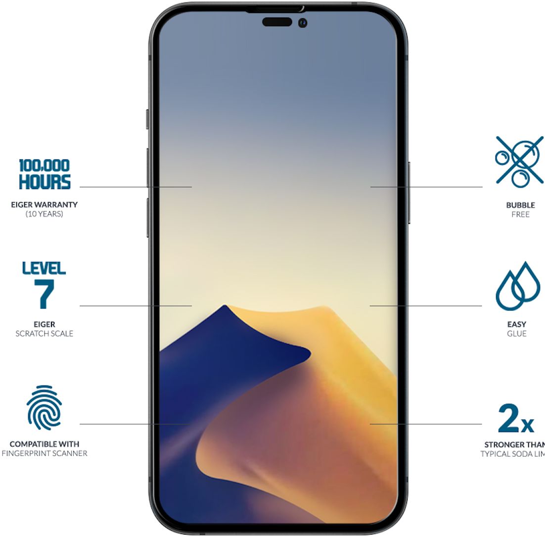 Eiger Apple iPhone 14 Pro Max Tempered Glass Case Friendly Gebogen afbeelding 3