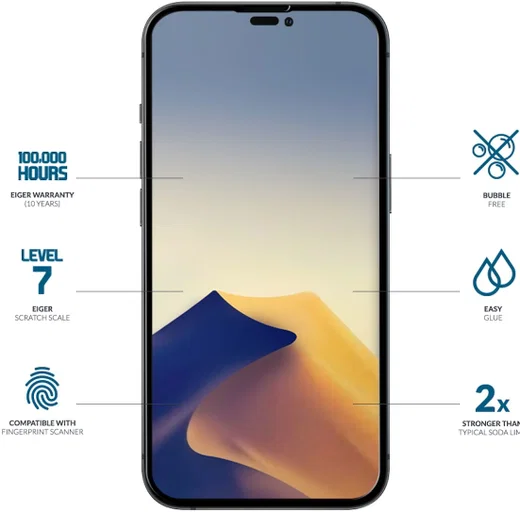 Eiger Apple iPhone 14 Pro Max Tempered Glass Case Friendly Gebogen afbeelding 3