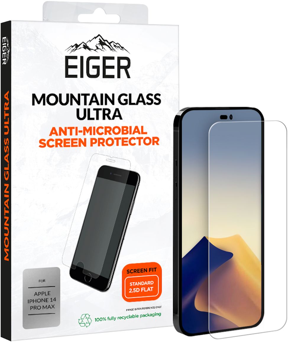 Eiger Ultra Apple iPhone 14 Pro Max Tempered Glass Antibacterieel Plat afbeelding 1