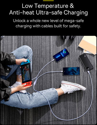 Baseus USB-C 3-in-1 Lightning/USB-C/Micro USB Kabel 100W 1.5M Paars afbeelding 11