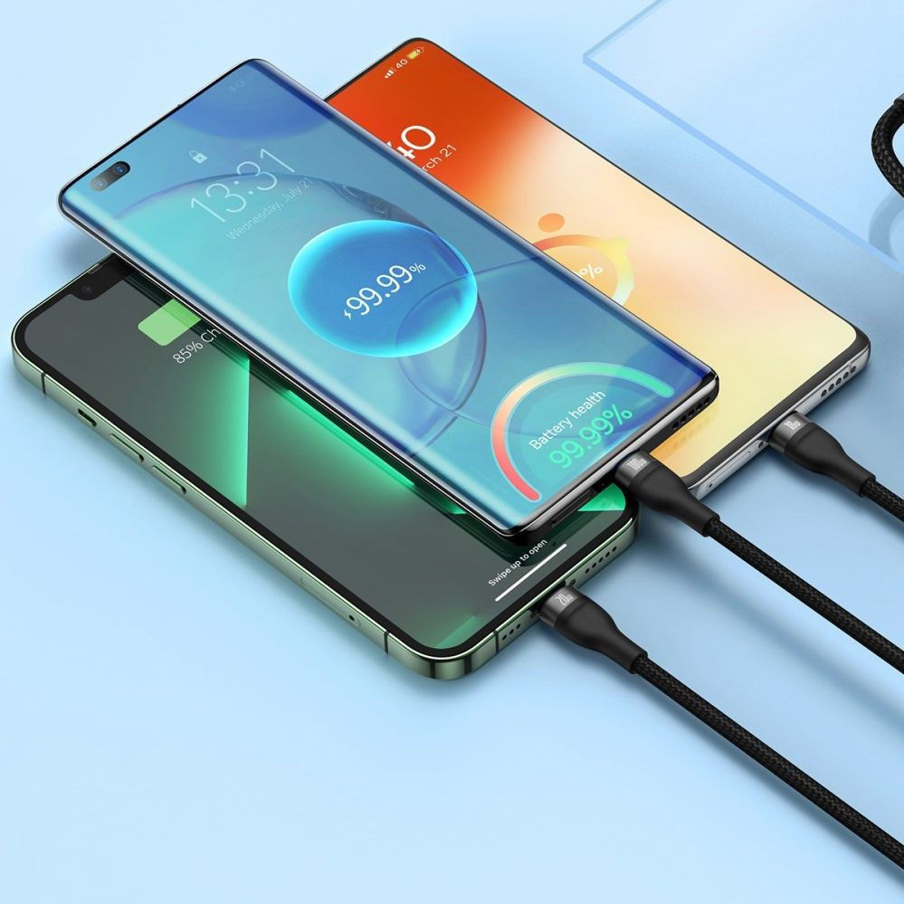 Baseus USB-A 3-in-1 Lightning/USB-C/Micro USB Kabel 100W 1.2M Blauw afbeelding 4