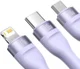 Baseus USB-A naar Lightning/USB-C/Micro USB Kabel 100W 1.2M Paars afbeelding 3