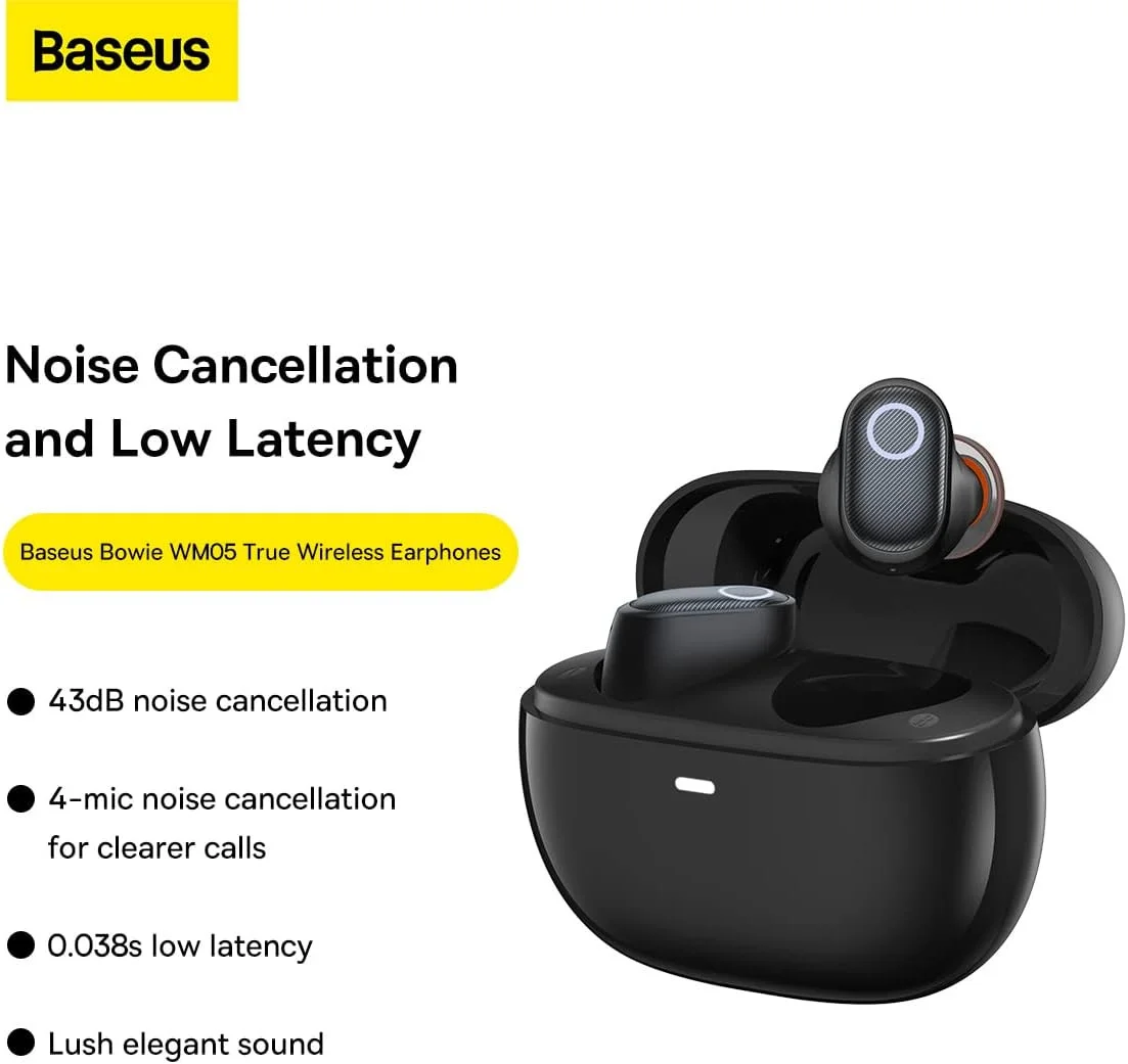 Baseus Bowie WM05 Volledig Draadloze Bluetooth 5.2 Oordopjes Zwart afbeelding 4