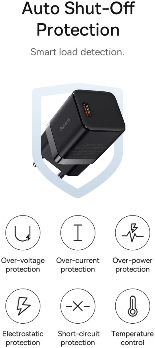 Baseus GaN3 USB-C Snellader 30W Power Delivery Adapter Wit afbeelding 9