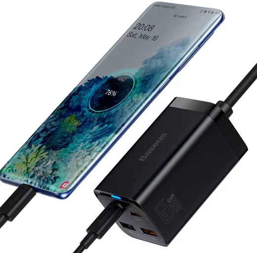 Baseus GaN3 Pro 65W Snellader Laptop/MacBook + 100W USB-C Kabel 5A 1M afbeelding 15