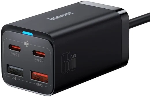 Baseus GaN3 Pro 65W Snellader Laptop/MacBook + 100W USB-C Kabel 5A 1M afbeelding 2