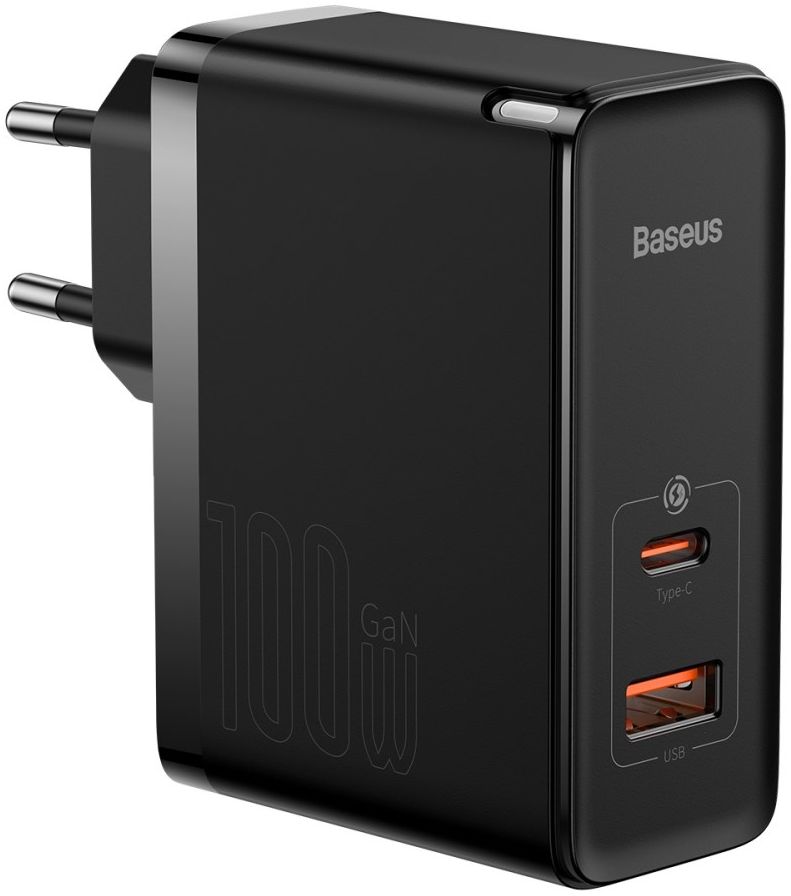 Baseus GaN5 100W Snellader met Fast Charge + 100W USB-C Kabel Zwart afbeelding 2