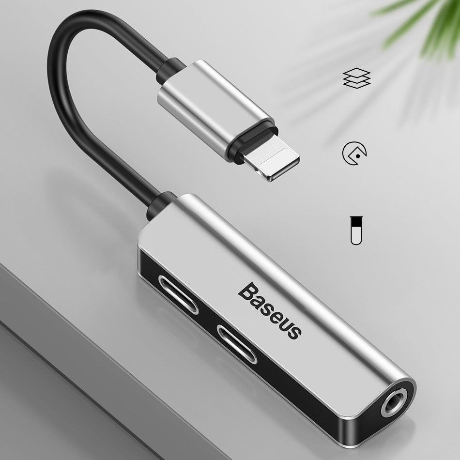 Baseus L52 Adapter Lightning naar 2x Lightning en 3.5mm Jack Splitter afbeelding 8