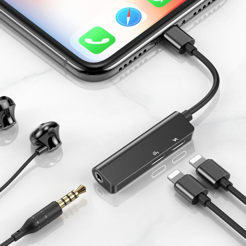 Baseus L52 Adapter Lightning naar 2x Lightning en 3.5mm Jack Splitter afbeelding 5