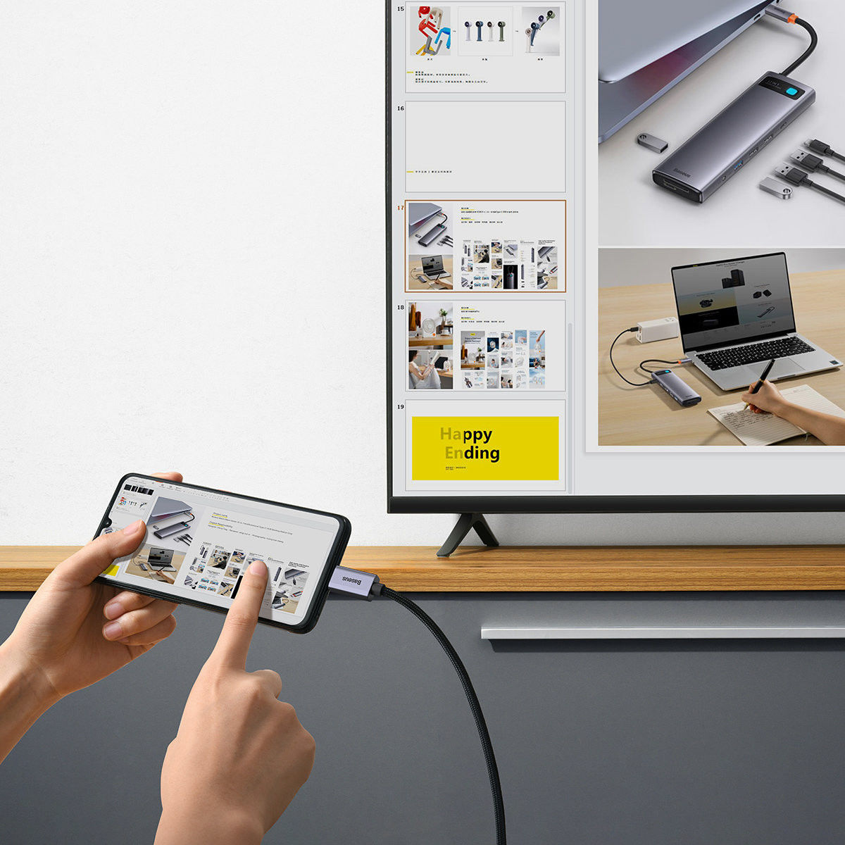 Baseus USB-C naar HDMI 2.0 Kabel 4K/60Hz Videokabel 2M Zwart afbeelding 3