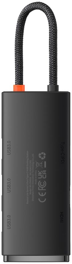 Baseus Lite 5-in-1 100W USB-C Hub naar USB-C PD/3x USB 3.0/HDMI Zwart afbeelding 11