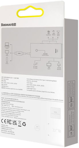 Baseus Lite 5-in-1 100W USB-C Hub naar USB-C PD/3x USB 3.0/HDMI Zwart afbeelding 13