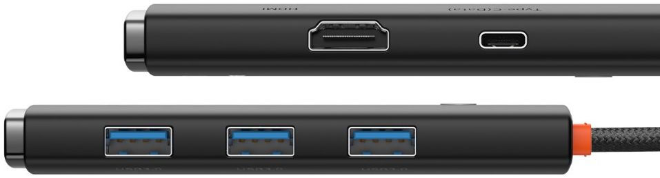 Baseus Lite 5-in-1 100W USB-C Hub naar USB-C PD/3x USB 3.0/HDMI Zwart afbeelding 3
