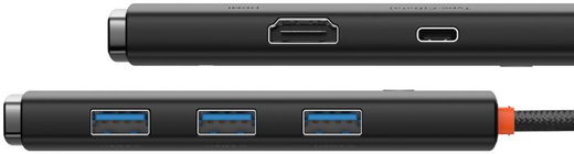 Baseus Lite 5-in-1 100W USB-C Hub naar USB-C PD/3x USB 3.0/HDMI Zwart afbeelding 3