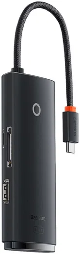 Baseus Lite 6-in-1 USB-C Hub naar HDMI/2x USB 3.0/USB-C/SD/TF Zwart afbeelding 1