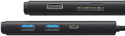 Baseus Lite 6-in-1 USB-C Hub naar HDMI/2x USB 3.0/USB-C/SD/TF Zwart afbeelding 3