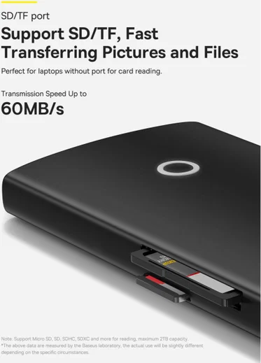 Baseus Lite 6-in-1 USB-C Hub naar HDMI/2x USB 3.0/USB-C/SD/TF Zwart afbeelding 10