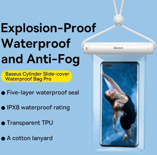 Baseus IPX8 Waterdicht Smartphonehoesje Telefoons tot 7.2 Inch Wit afbeelding 9