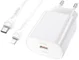 Hoco USB-C Snellader 25W PD + USB-C naar Lightning Kabel 1M Wit afbeelding 2