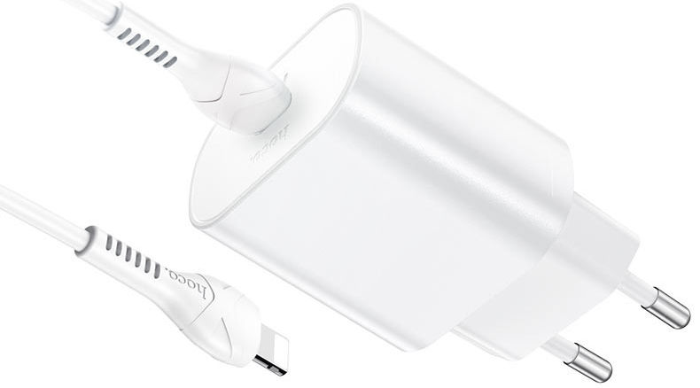 Hoco USB-C Snellader 25W PD + USB-C naar Lightning Kabel 1M Wit afbeelding 5