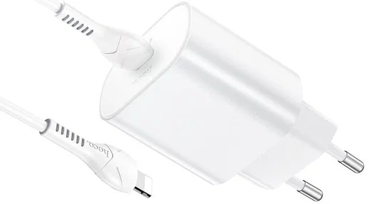 Hoco USB-C Snellader 25W PD + USB-C naar Lightning Kabel 1M Wit afbeelding 5
