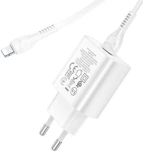 Hoco USB-C Snellader 25W PD + USB-C naar Lightning Kabel 1M Wit afbeelding 6