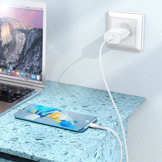 Hoco USB-C Snellader 25W Power Delivery + USB-C Kabel 1M Wit afbeelding 4