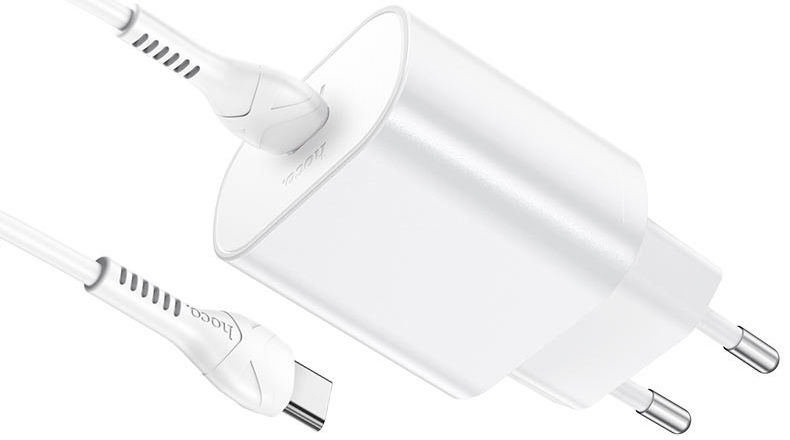 Hoco USB-C Snellader 25W Power Delivery + USB-C Kabel 1M Wit afbeelding 5