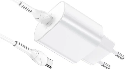 Hoco USB-C Snellader 25W Power Delivery + USB-C Kabel 1M Wit afbeelding 5