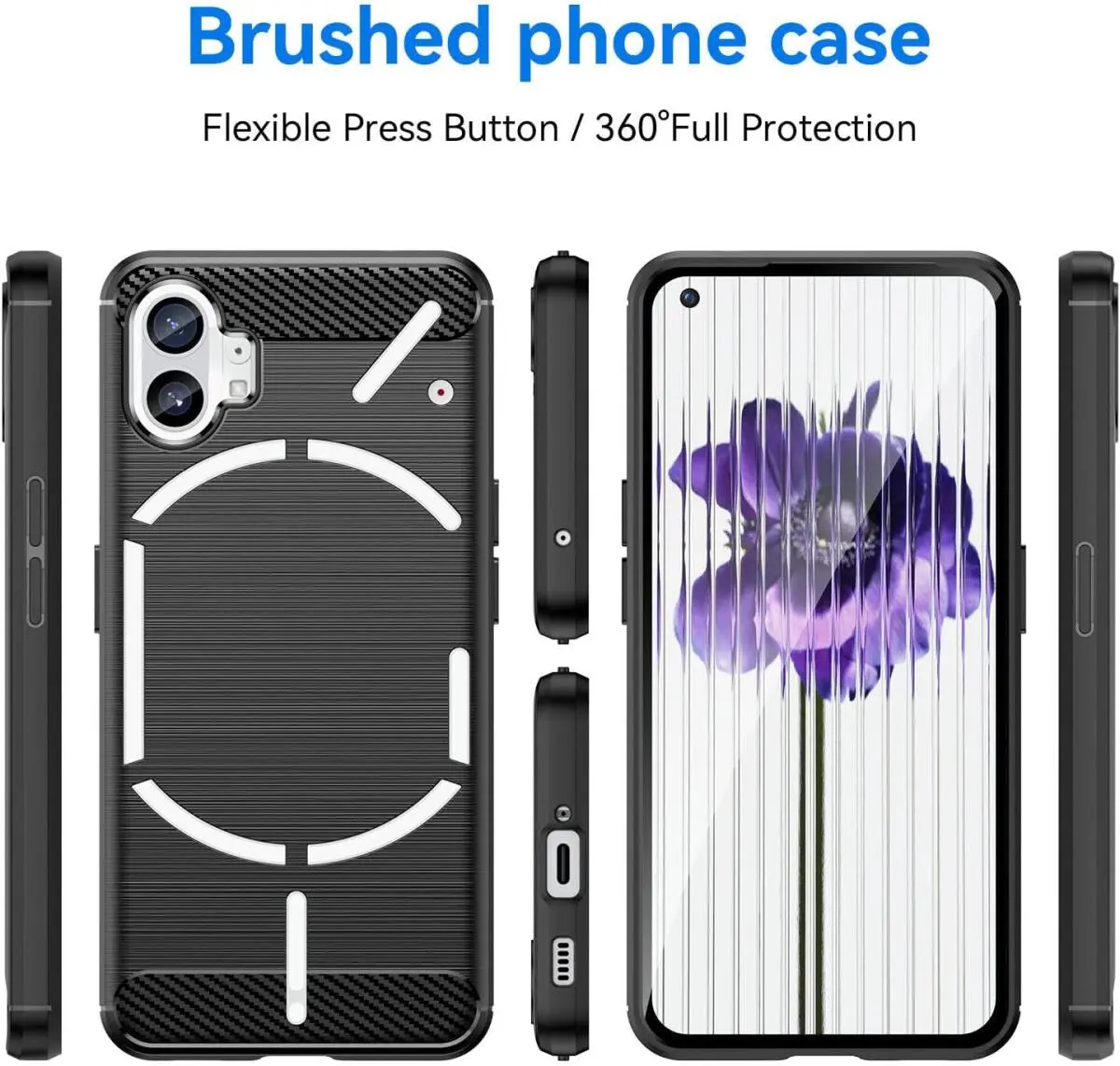 Nothing Phone (1) Hoesje Geborsteld TPU Flexibele Back Cover Blauw afbeelding 4