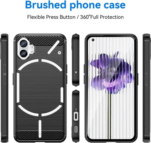 Nothing Phone (1) Hoesje Geborsteld TPU Flexibele Back Cover Blauw afbeelding 8