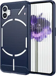 Nothing Phone (1) Hoesje Geborsteld TPU Flexibele Back Cover Blauw afbeelding