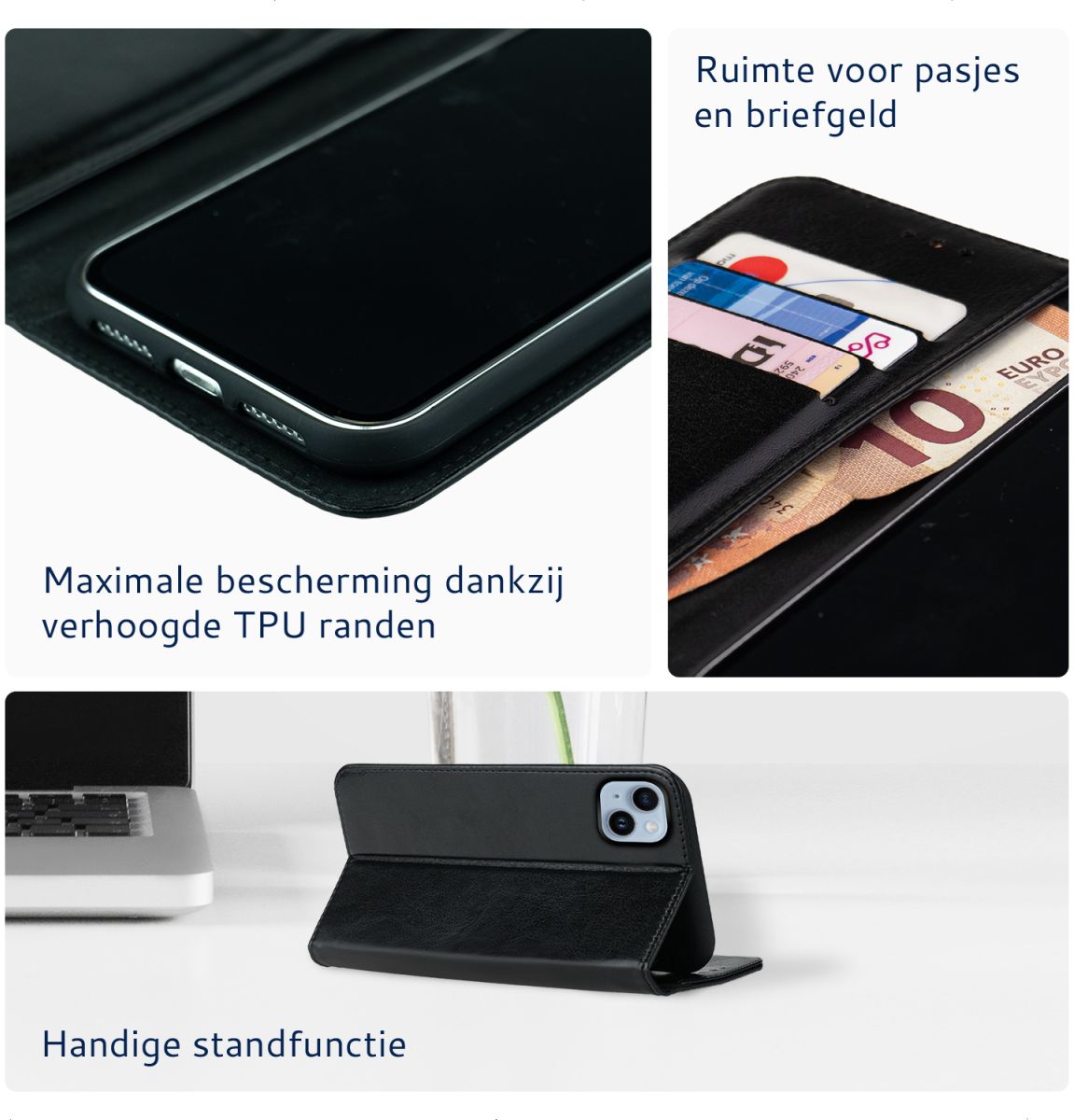 Rosso Element Apple iPhone 14 Hoesje Book Cover Wallet Zwart afbeelding 4