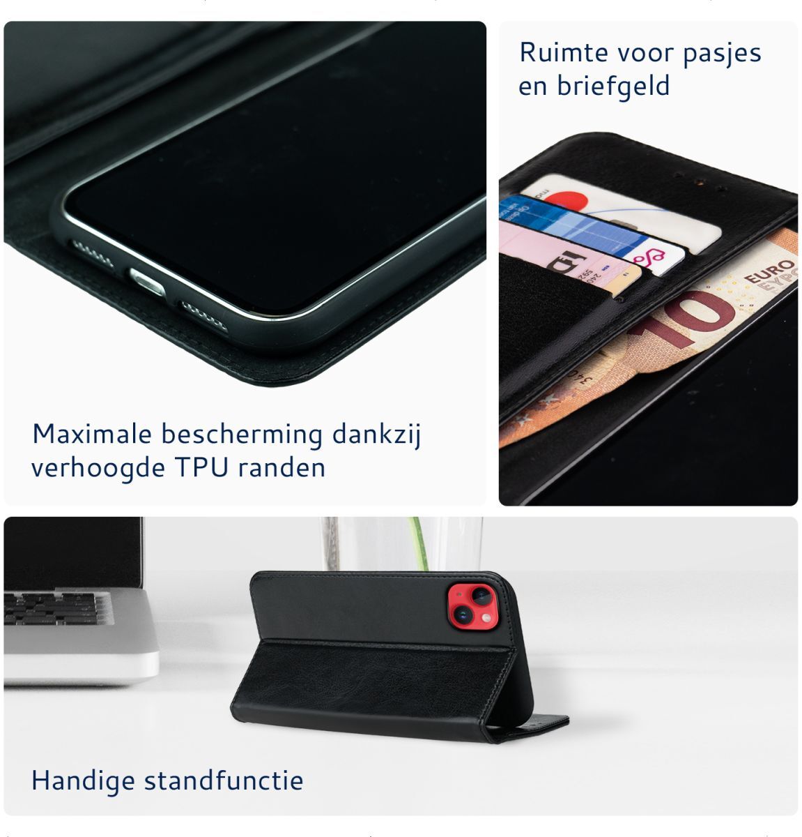 Rosso Element Apple iPhone 14 Plus Hoesje Book Cover Wallet Zwart afbeelding 3