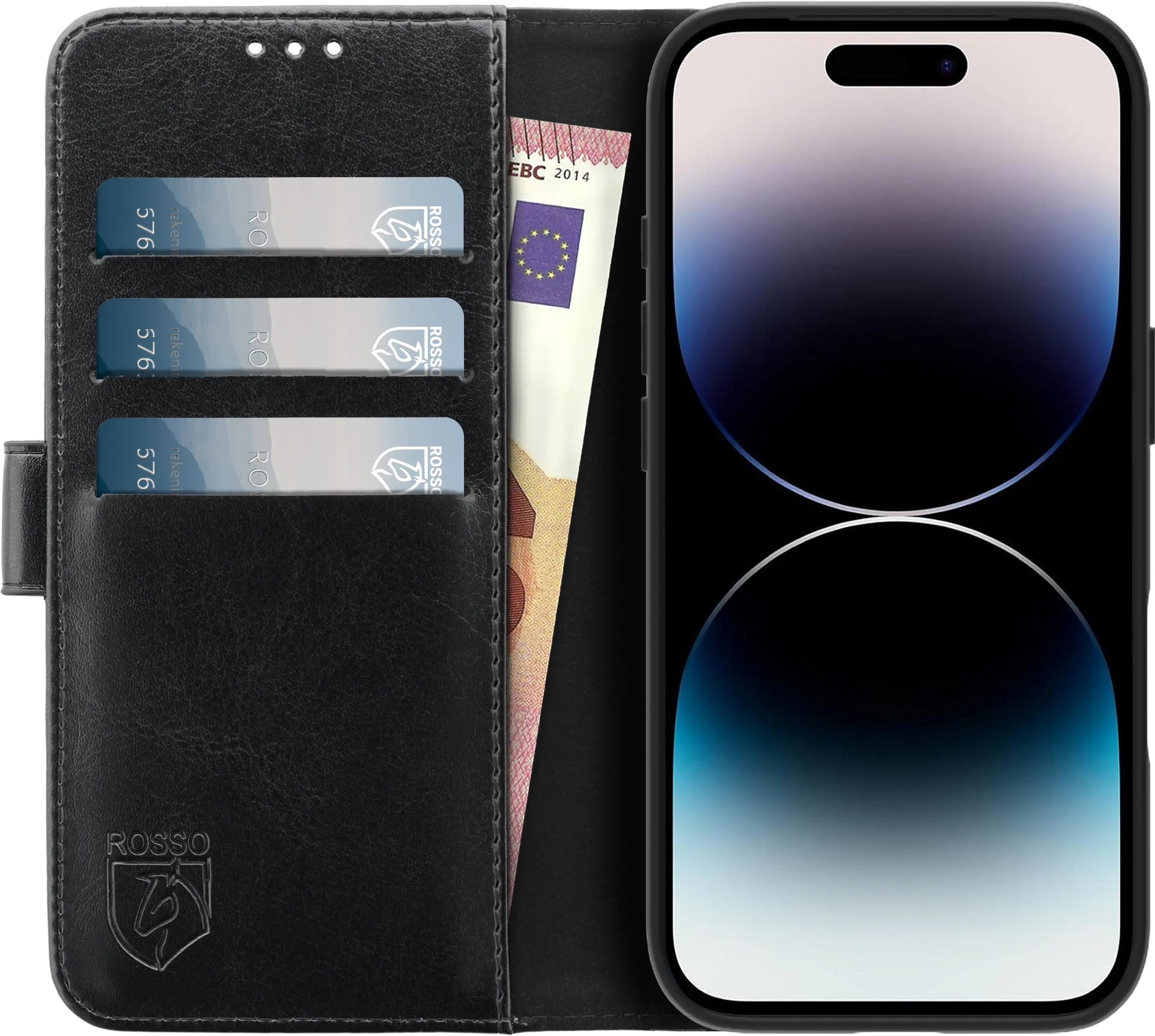 Rosso Element Apple iPhone 14 Pro Hoesje Book Cover Wallet Zwart afbeelding 12