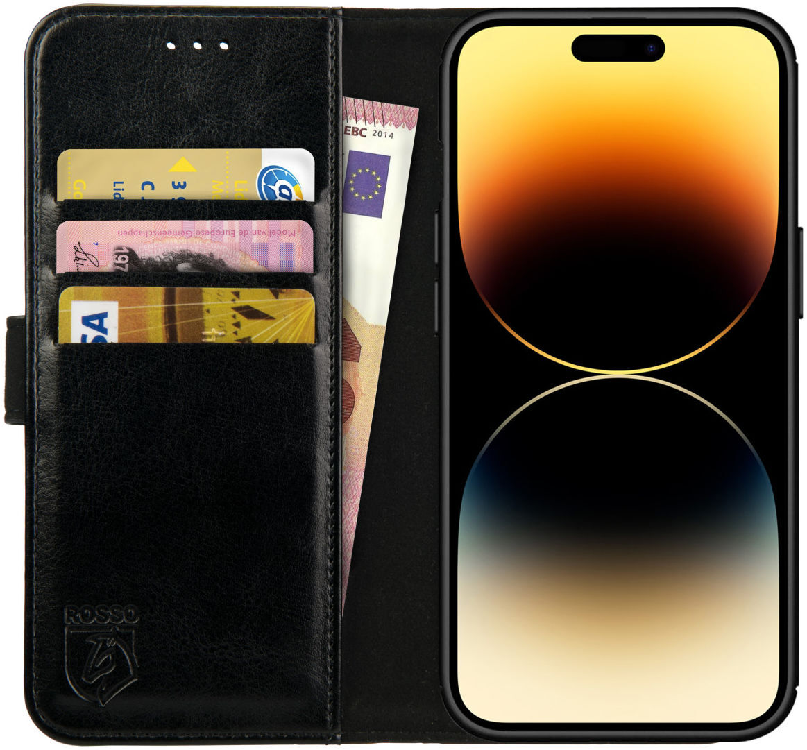 Rosso Element Apple iPhone 14 Pro Max Hoesje Book Cover Wallet Zwart afbeelding 1